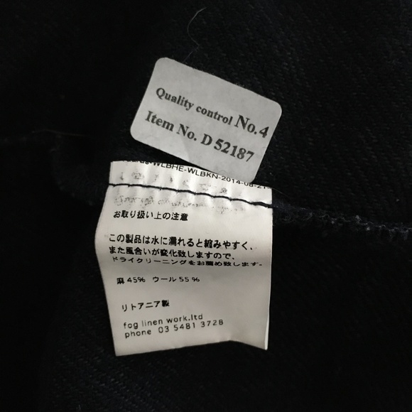 FOG LINEN WORK Japan Dark Blue Woven Linen + Wool Tie Front Coat S/M - Picture 7 of 8